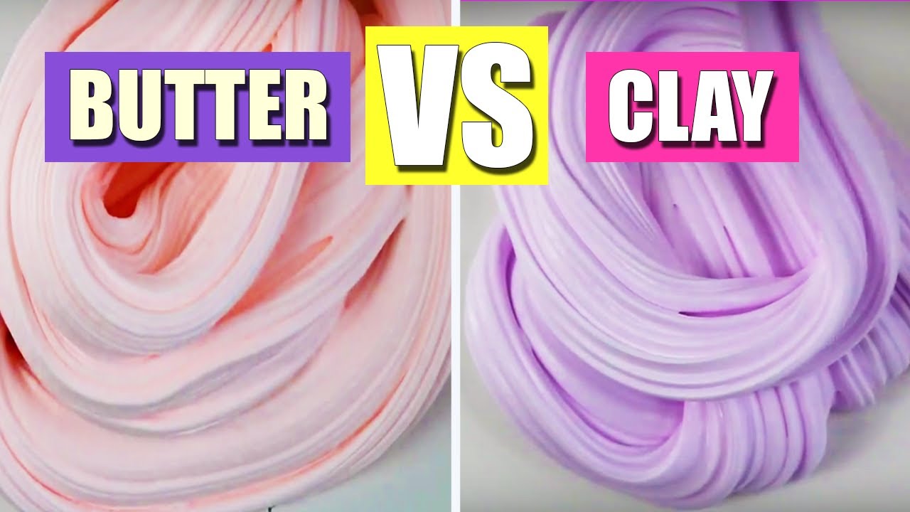 How To Make Clay Slime VS How To Make Butter Slime! 🌈 No Borax! No Liquid Starch! 🍭