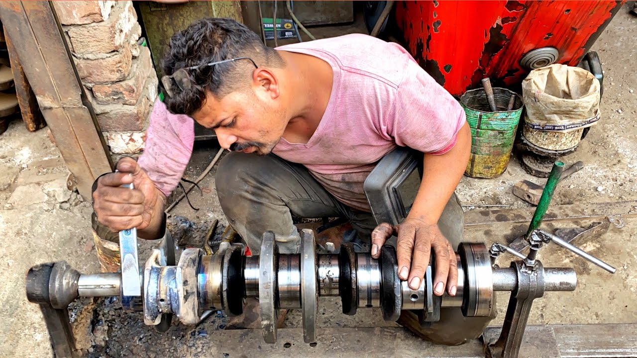 machining 3 Cylinder Crank Shaft | crankshaft restoration in local workshop |