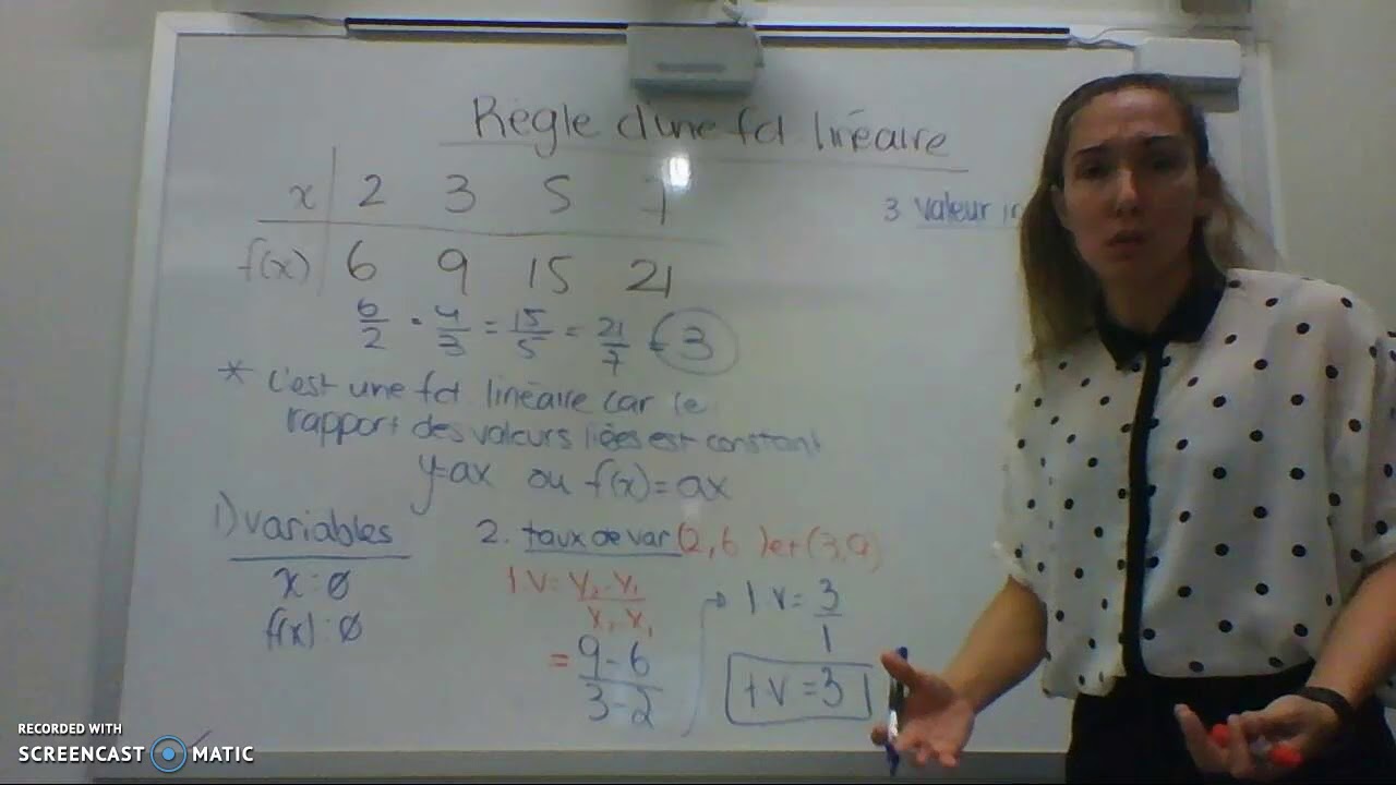Trouver la règle d'une fonction linéaire-SECONDAIRE 3