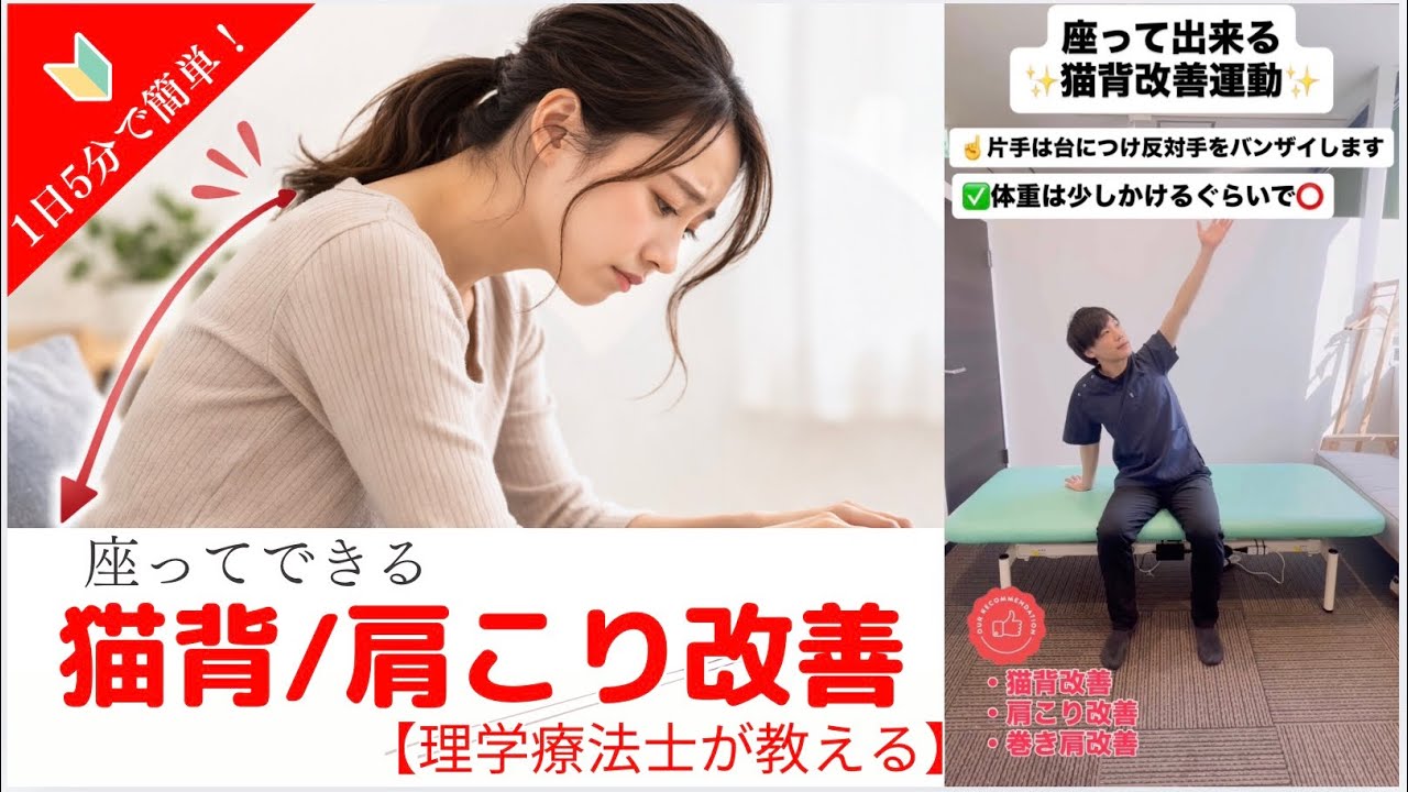 【理学療法士が教える】座って出来る猫背改善運動✨