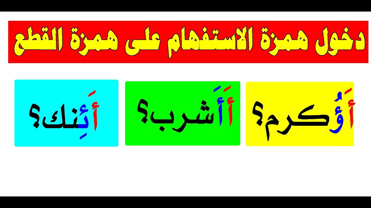 اللغة العربية الصف الثامن الفصل الثاني ( دخول همزة الاستفهام على همزة القطع بحالاتها الثلاث )