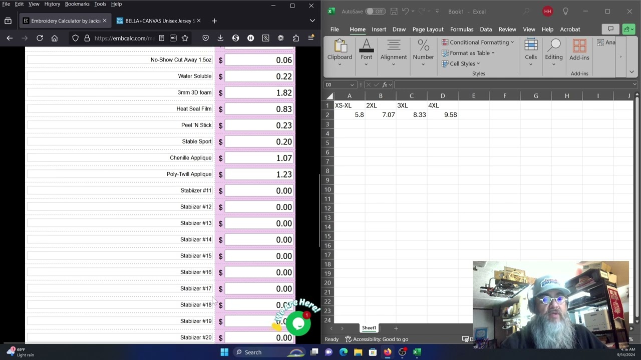 Using EmbCalc.com to Calculate an Embroidery Job Pricing Sheet