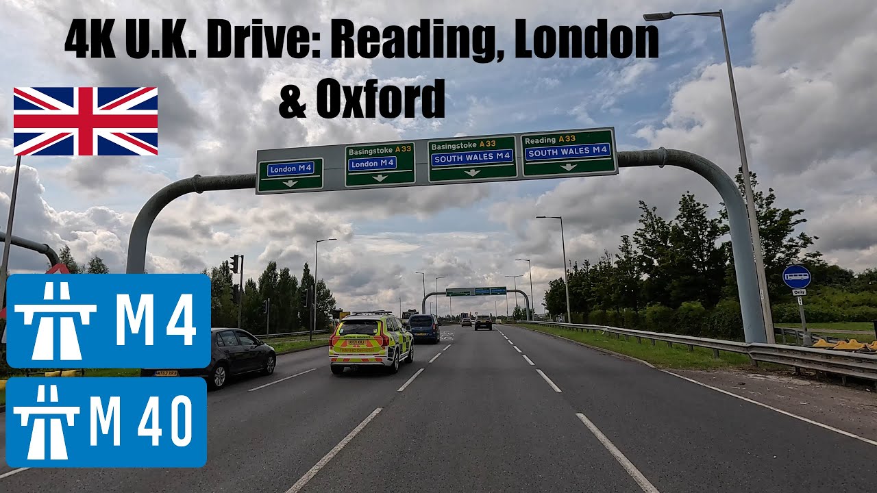 4K U.K. Drive: Reading, London & Oxford. Motorway M4 & M40.