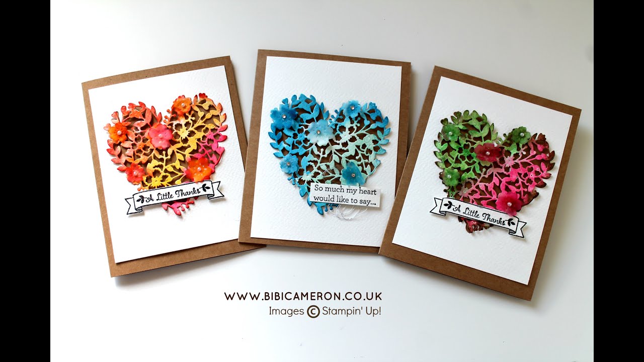 Quick die cut hearts + Bloomin' Love heart die Stampin Up