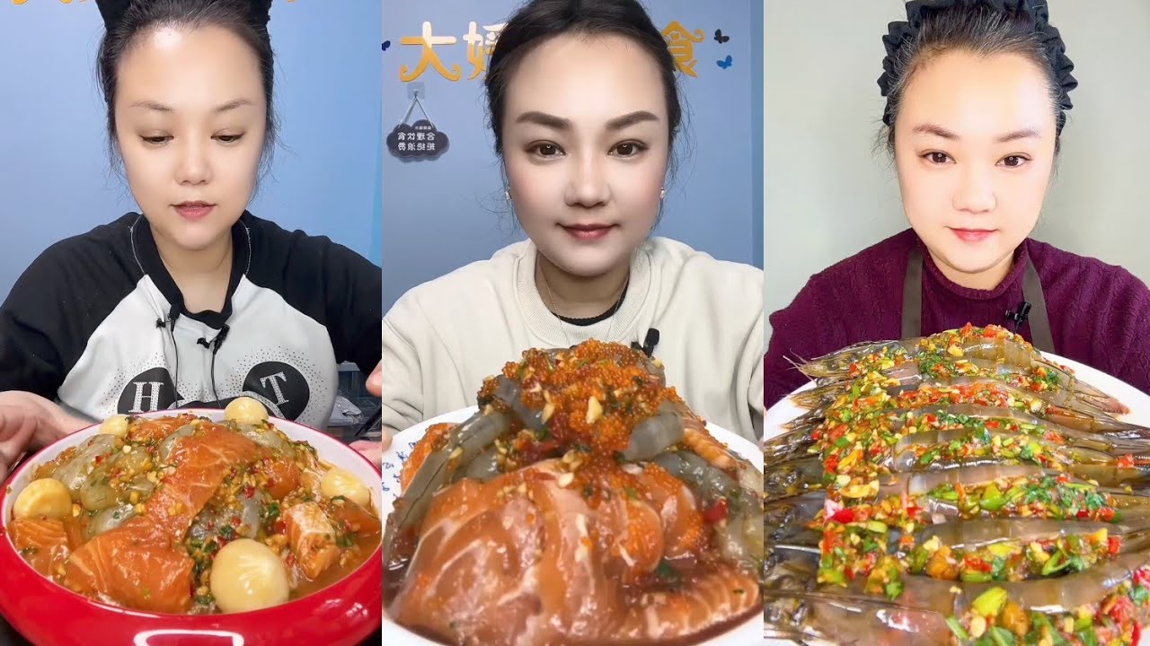 Asmar challenge Eating Seafood 🦞🦞 Shrimp 🍤🦐 Crap 🐙🦑 🐙🦑 Squid #shrimp #seafood #salmon #food 