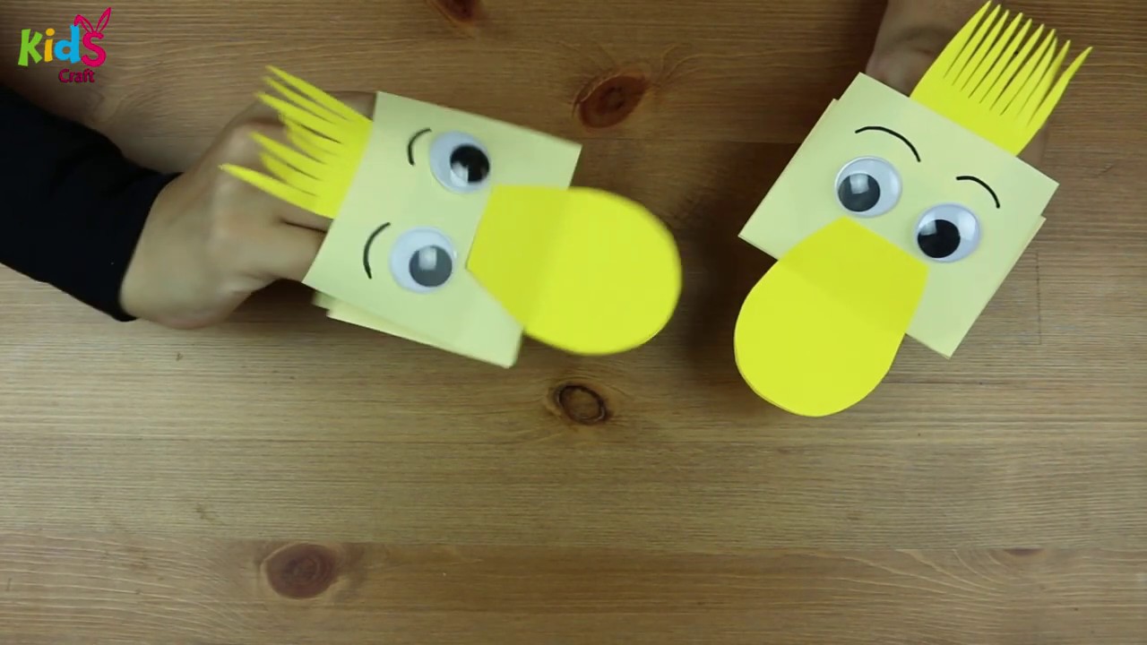 Easy Crafts || Paper Duck || Hand Puppet For kids 🐥🐤 دمية يد متحركة على شكل بطة من الورق
