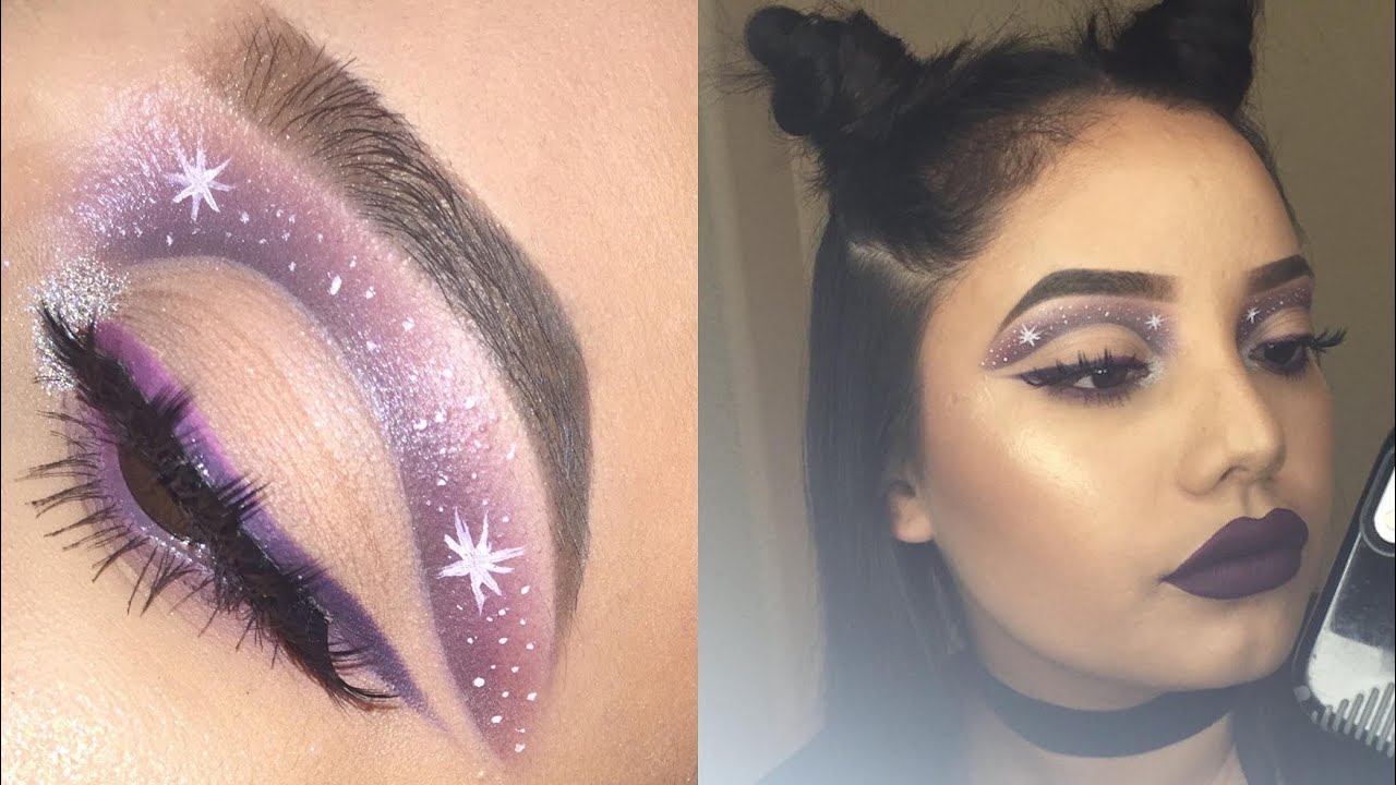 Purple Galaxy Cut Crease + Reverse Ombre Eyeliner Tutorial | Makeupbymelic_