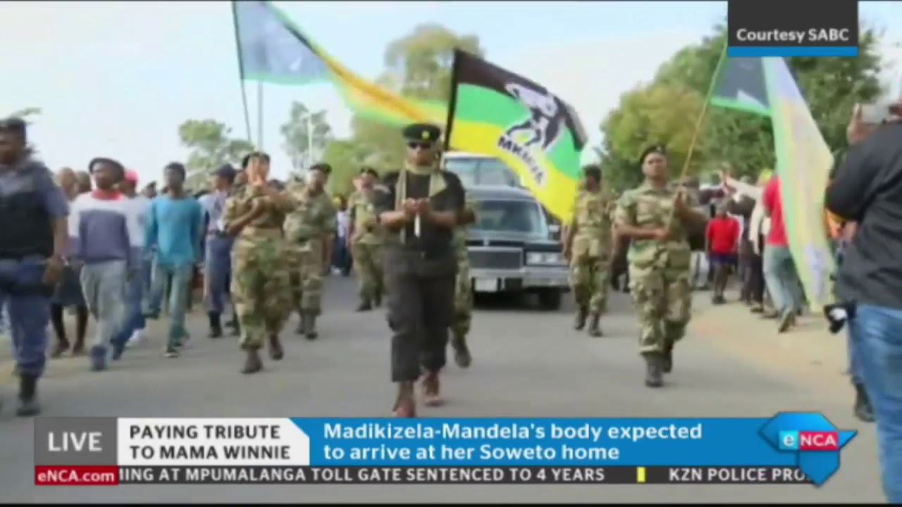 Winnie Madikizela-Mandela’s body being taken to Soweto home