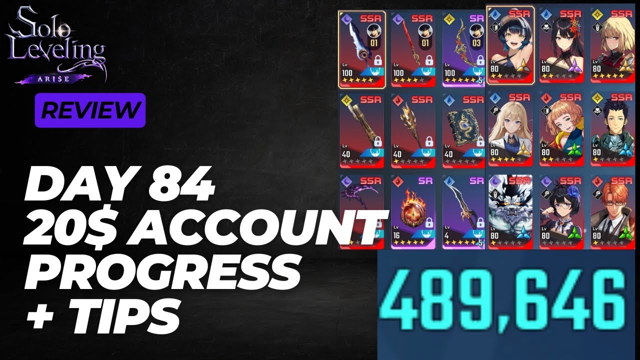 [Solo Leveling: Arise] Day 84 20$ Account Review | Ch18 Hard | Ch15 R |  489K TP | F2P Friendly