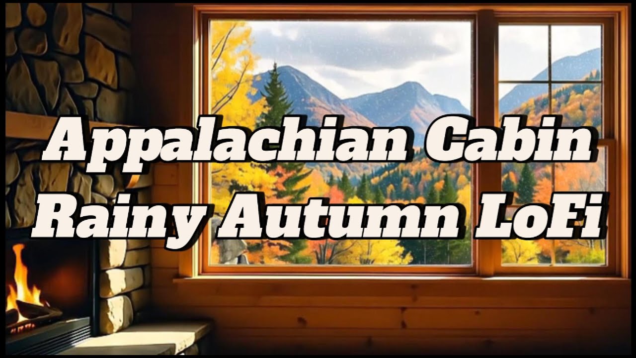 Appalachian Cabin Lofi 🍂☔ 1 Hour Cozy Fall Rain & Crackling Fire #lofi  Hip Hop Beats to StudyRelax