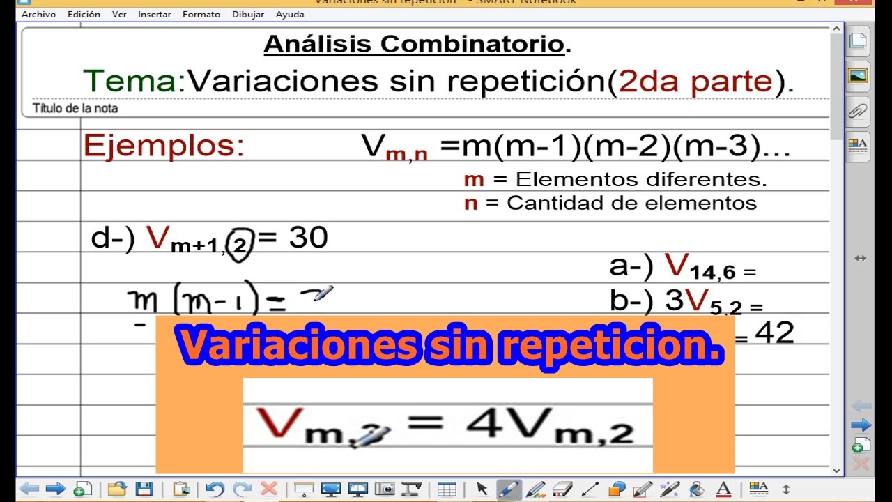 Variaciones sin repetición(2da parte).