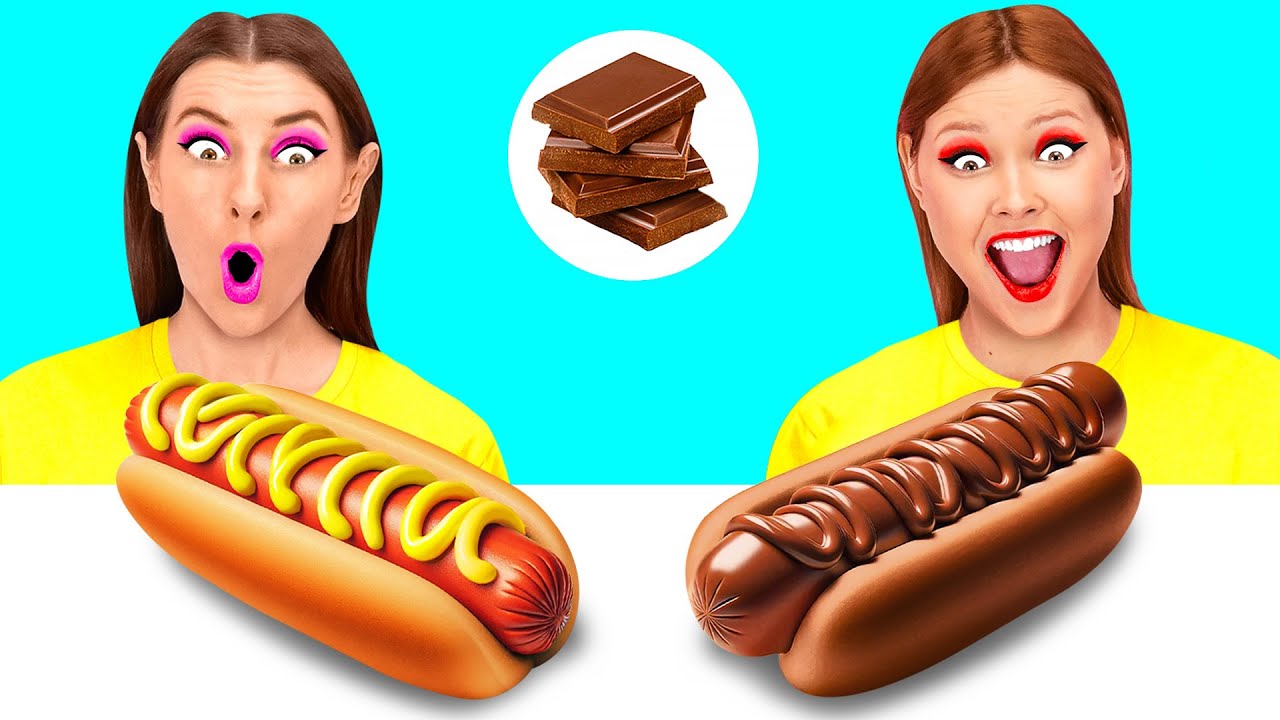 Real Food vs Chocolate Food Challenge | Funny Food Hacks by HAHANOM Challenge