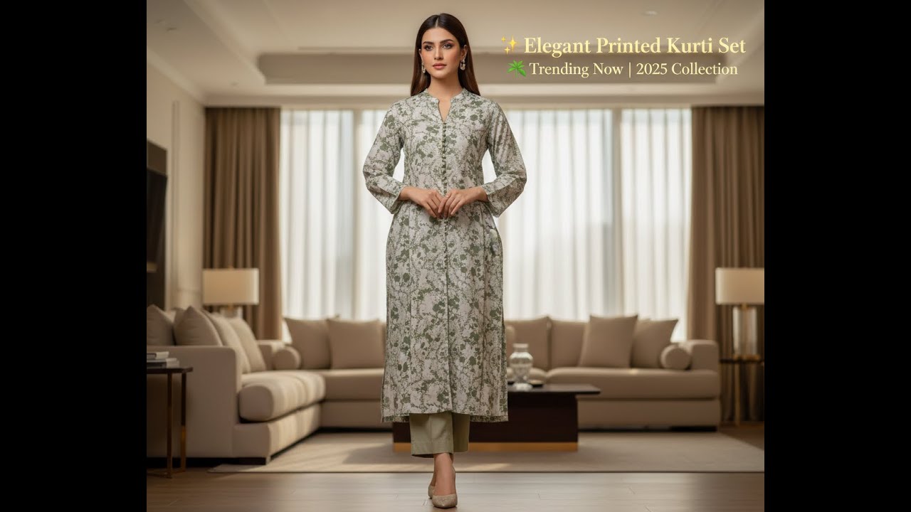 Elegant Printed Long Kurti with Plain Trouser | Summer Wear Pakistani Dress | Casual & Party Outfit