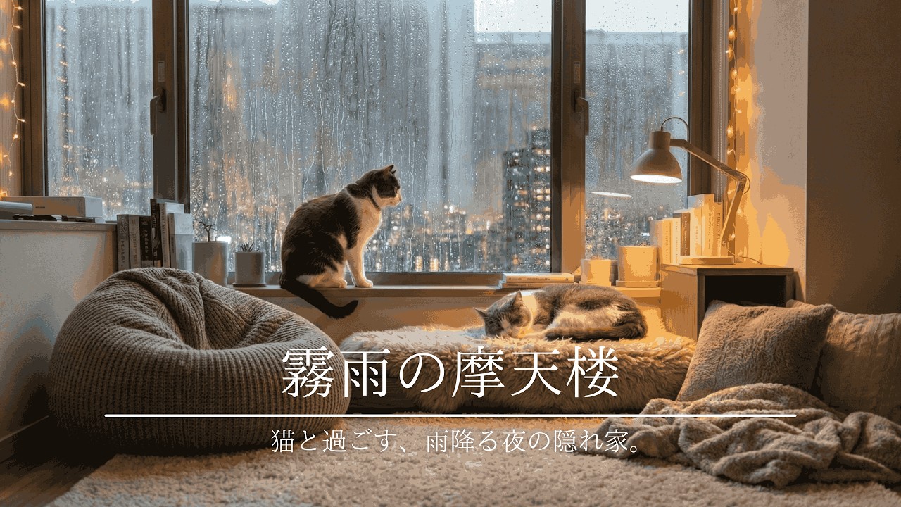 雨の窓辺と眠る猫 ☔ Lo-Fi Hip Hop & Rain Sounds | 勉強・睡眠・作業用BGM | リラックス