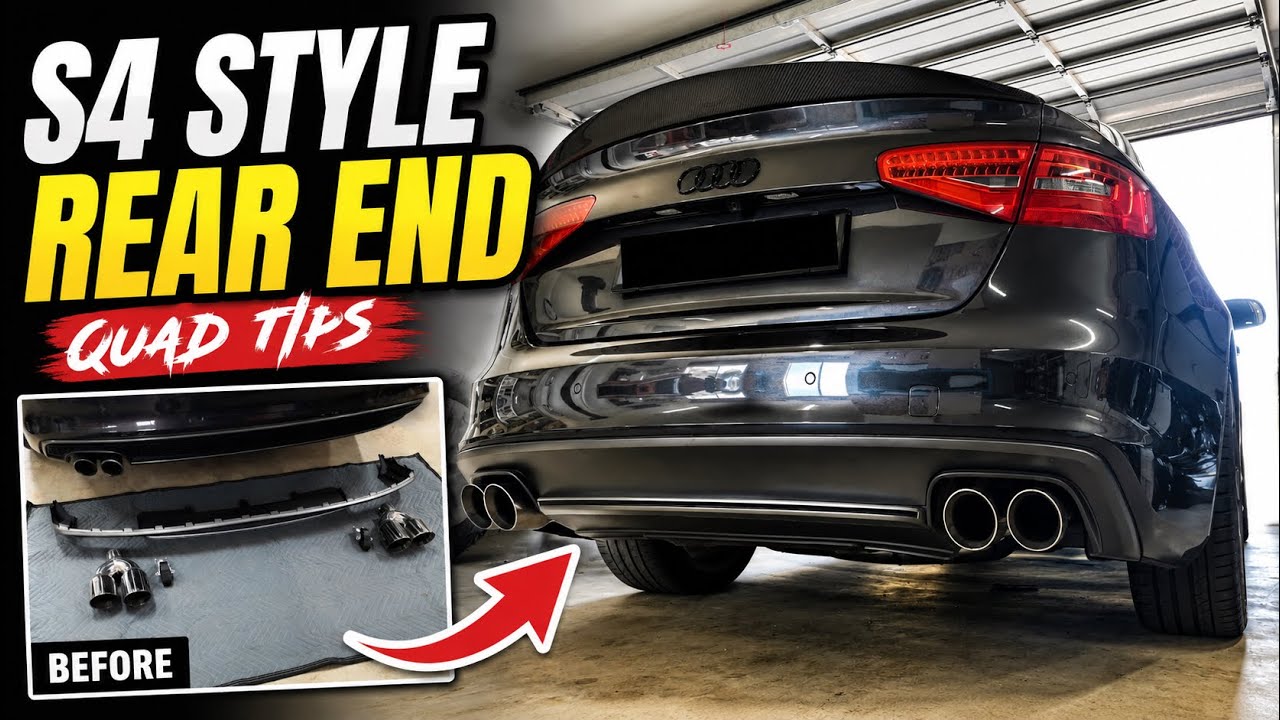AUDI A4-S4 REAR DIFFUSER CONVERSION! (QUAD EXIT EXHAUST)