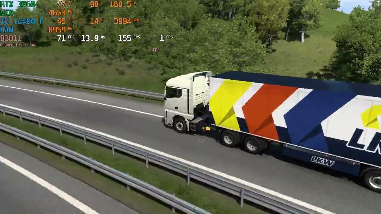 i5 12400F + RTX 3060 12GB - Euro Truck Simulator 2 - Ultra graphics