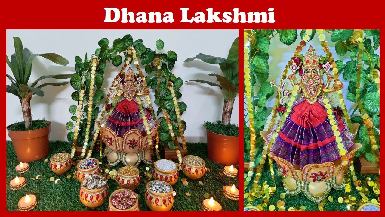 Dhana Lakshmi Alankaram|#varamahalakshmi_saree #lakshmifacepainting #shringar #devialankaram