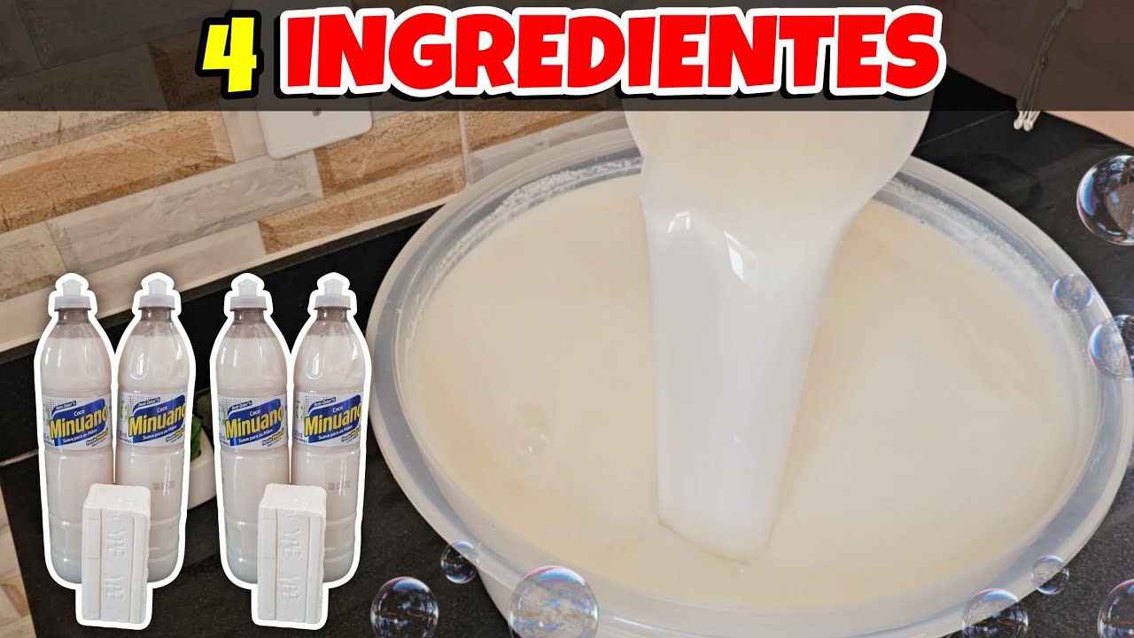 COMO FAZER DETERGENTE LÍQUIDO SEM SODA  E SEM ÓLEO COM 4 INGREDIENTES 😱