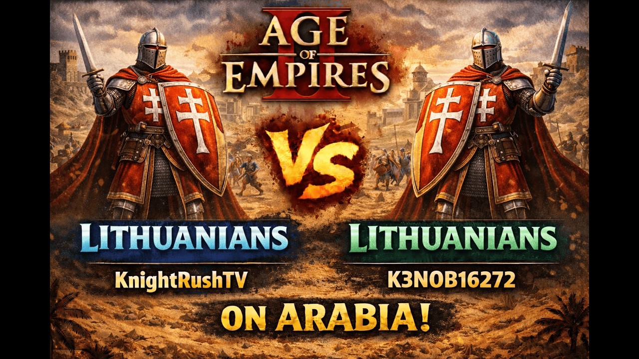 Lithuanians vs Lithuanians | 1v1 Arabia | vs K3NOB16272 | AoE2