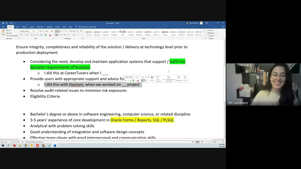 Resume writing cover letter, personal profiles webinar part 1