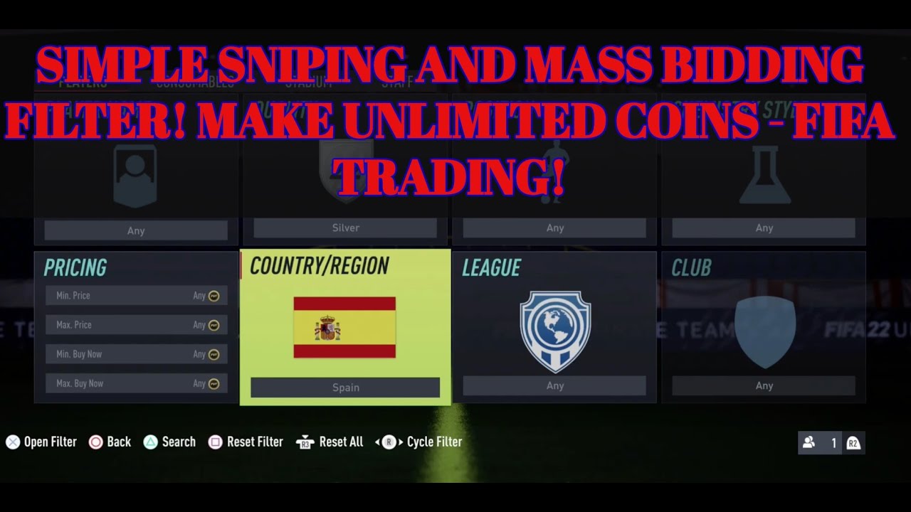 FIFA 22 TRADING TIPS - SIMPLE SNIPING AND MASS BIDDING FILTER! MAKE UNLIMITED COINS - FIFA TRADING!
