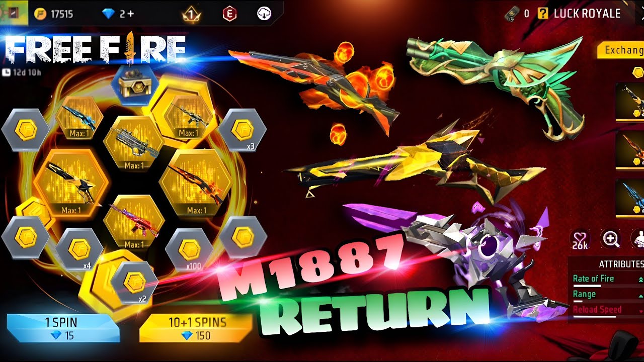 ALL M1887 SKIN RETURN FREE FIRE 📢 |free fire Max 