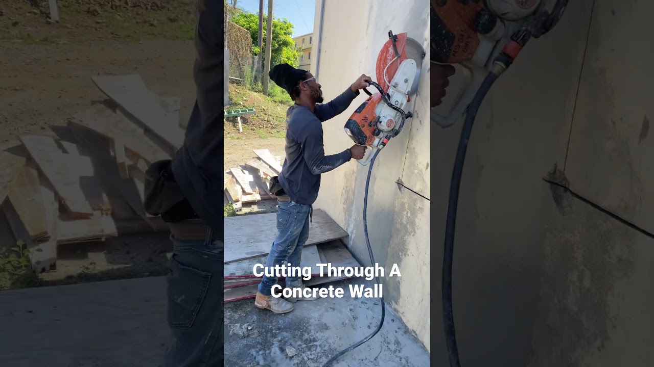 How To Cut Through A Solid Concrete Wall. #shorts #construction #renovation #howto #concrete