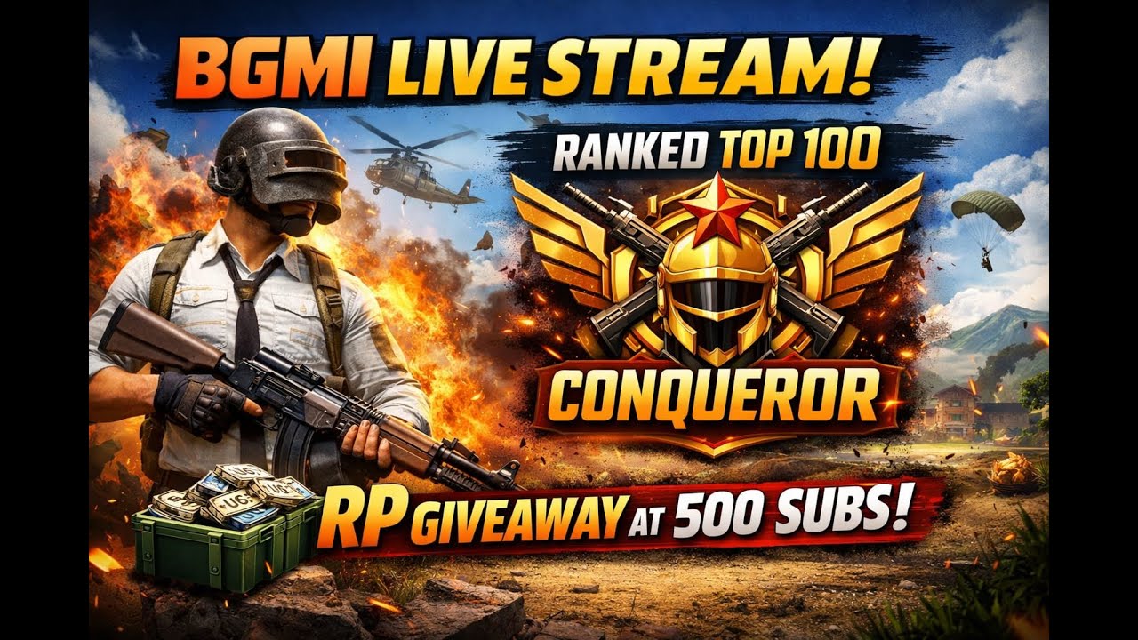 TOP 100 CONQUEROR LIVE 🔥 | Intense BGMI Rank Push | RP Giveaway at 500 Subs