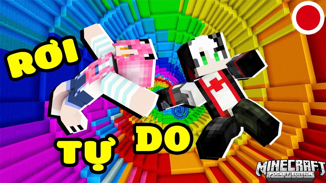 MỀU VÀ REDHOOD STREAM THỬ THÁCH RƠI TỰ DO ĐỘ CAO 1000M XUỐNG ĐẤT TRONG MINECRAFT*MỀU STREAM DROPPER