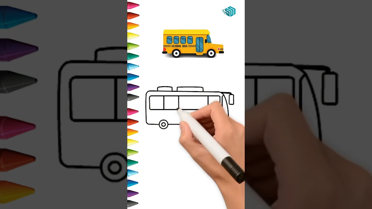 How to draw a Bus step by step