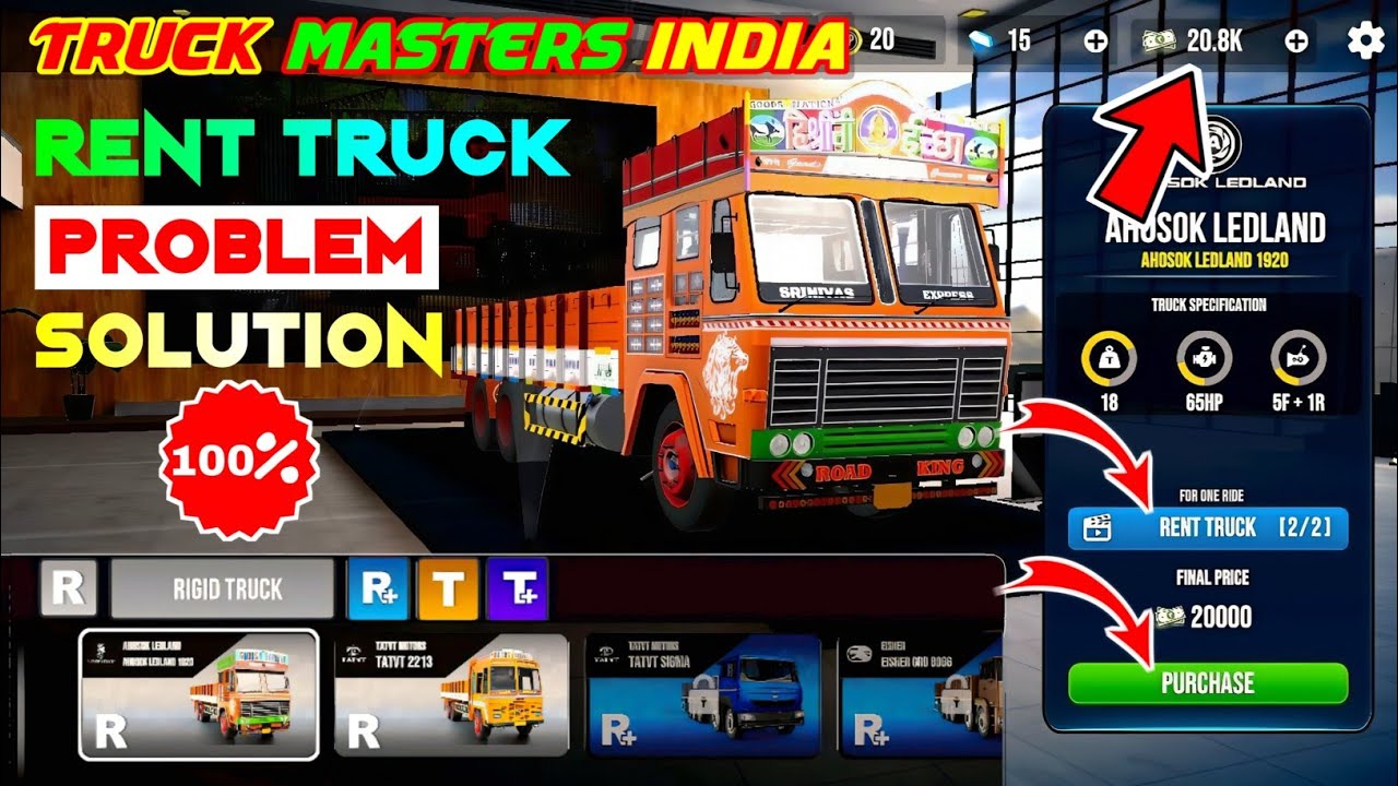 Truck Masters India Rent Truck Problem Solution | Truck Masters India Game Rent Problem