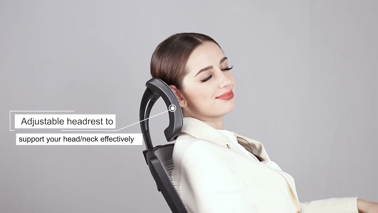 Presentation of MFV-37 Ergonomic Office Chair with Adjustable Headrest and Armrest -Grey
