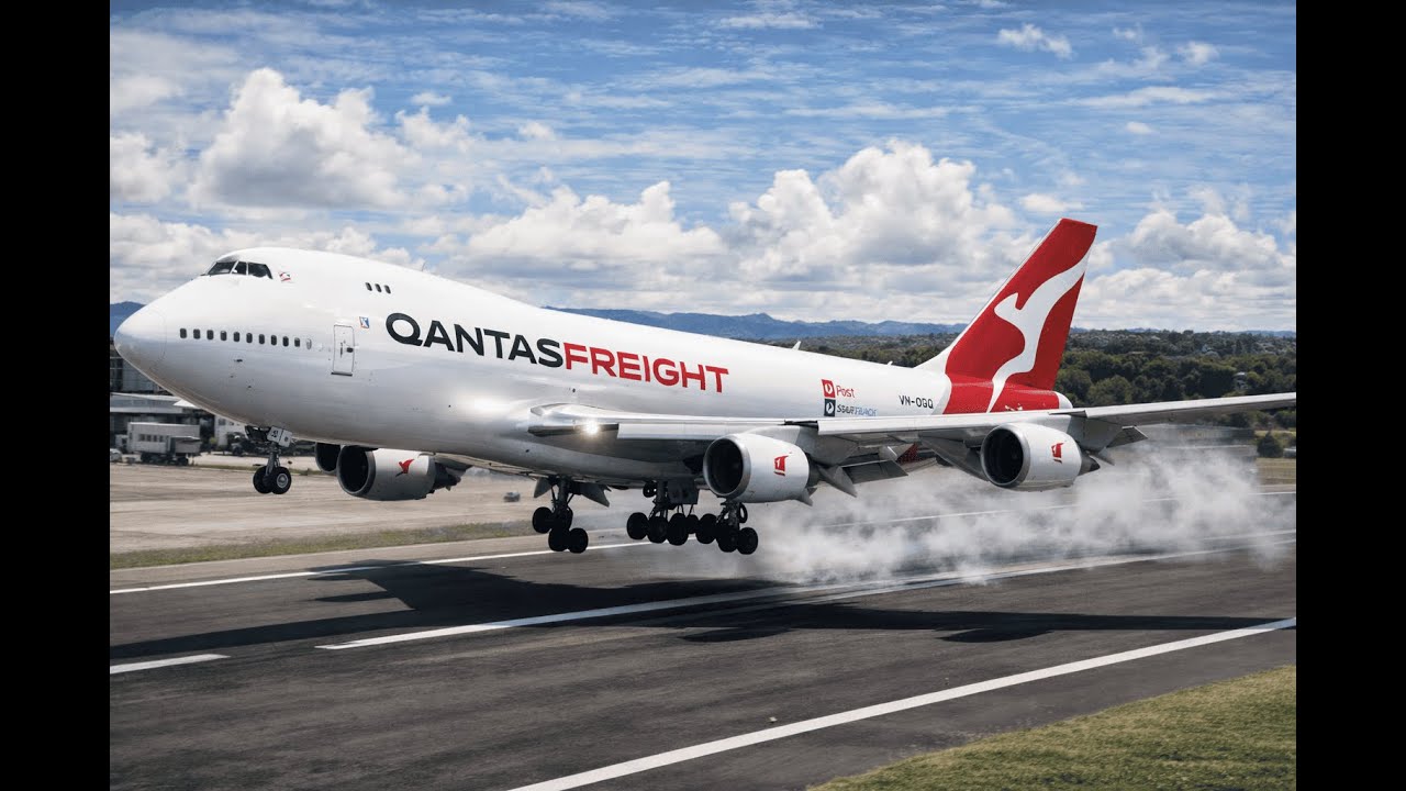 Emergency Situation! Qantas Freight B747-8 Faces a Terrifying Takeoff at Chiacho Airport -4K