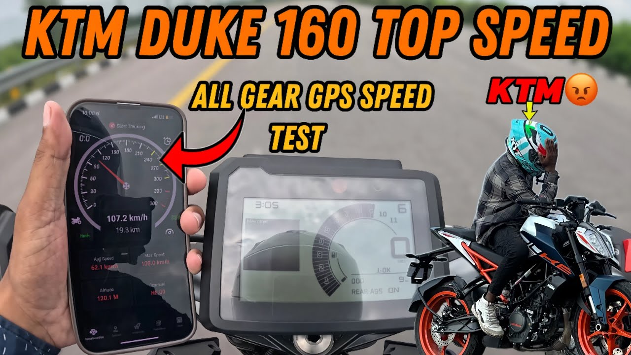 “KTM Duke 160 Top Speed Test with GPS 📲 | All Gear Speed Check 🚀”