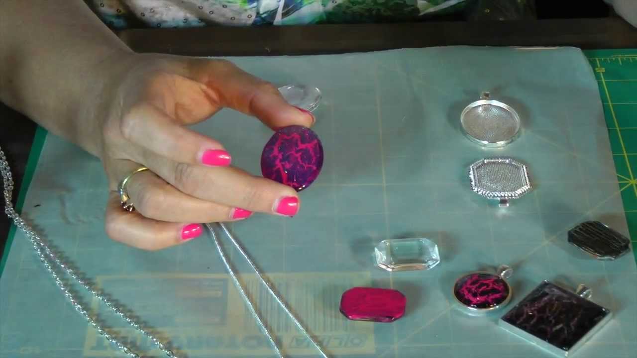 Crackle Pendant Tray Necklace Tutorial - Nail Polish Jewelry!!