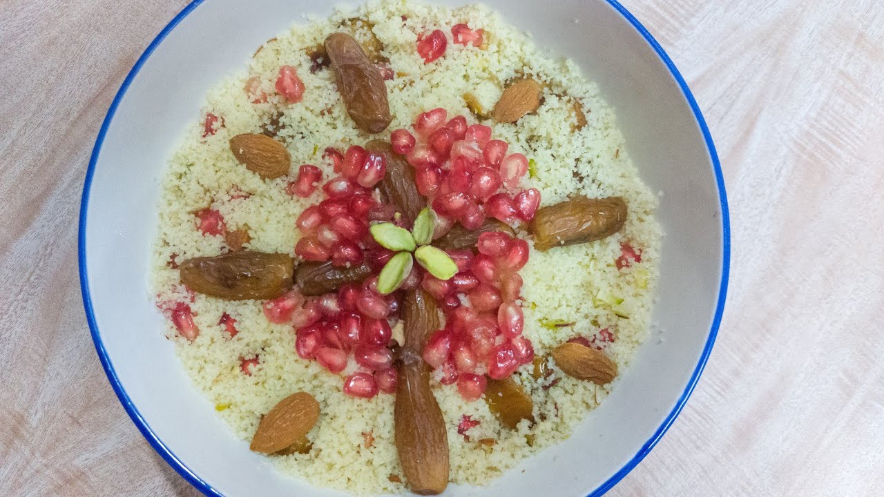 كوزينة سمية/مسفوف تونسي بالرمان والتمر على طريقتي بكل تفاصيله للمبتدئات يجيك حبة حبة وميغصصش