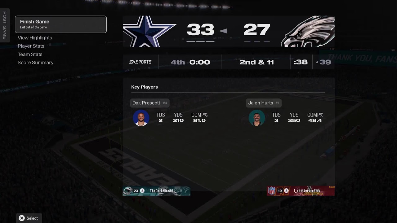 NFL Madden26 AGS 2026 Season Week 11 Cowboys @ Eagles. #ThursdayOnPrime