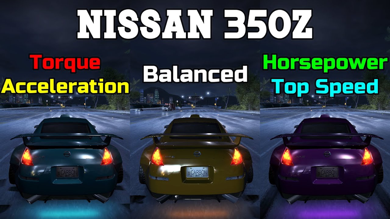 Torque vs Balanced vs Horsepower - Nissan 350Z Tuning  - Need for Speed Carbon Redux mod