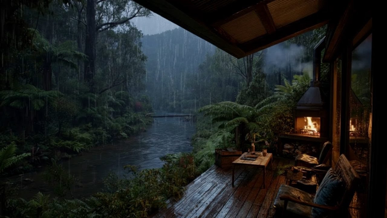 Gentle Rain in a Misty Pine Forest 🌲 | Relaxing Cabin Rain Sounds for sleep