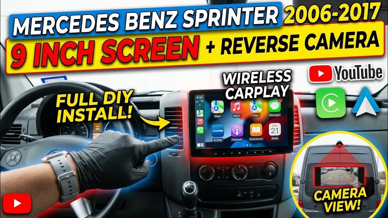 2006-2017 Mercedes Benz Sprinter Wireless Carplay Android Auto youtube Reverse camera installation