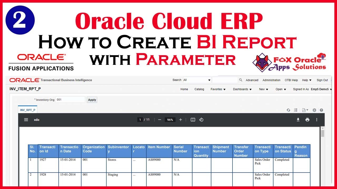 How to create BI report with parameter | How to create BI Report in Oracle cloud