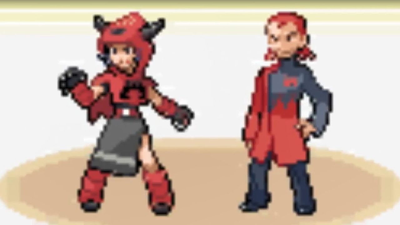 Pokemon Inclement Emerald vs Team Magma Leader Maxie/Admin Courtney (Double Battle) - Challenge Mode