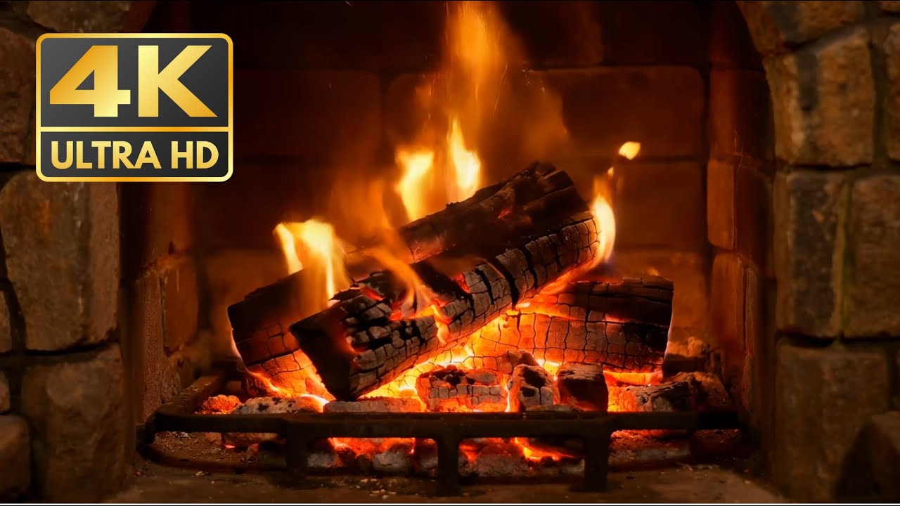 🔥 7 Hours Cozy Fireplace Ambience (NO ADS) | Realistic Fire Sounds | 4K Ultra HD | No Music