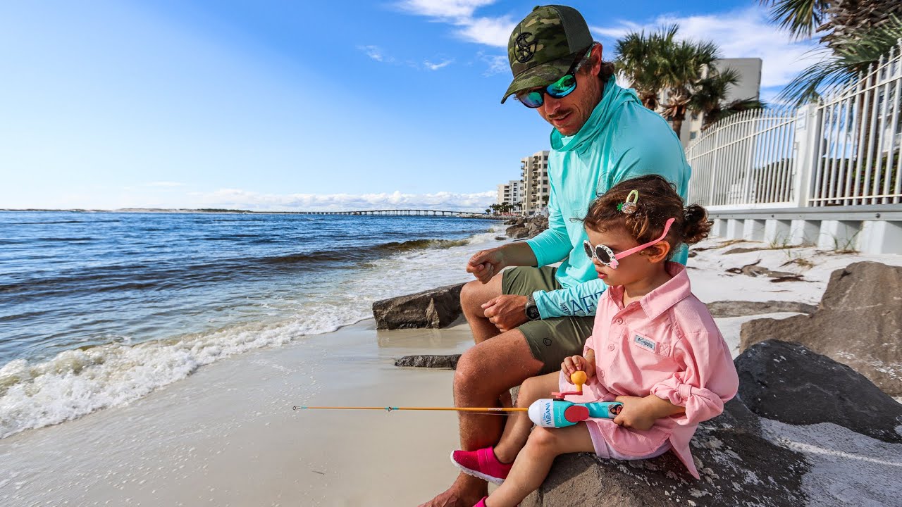 Toddler Tries Fishing At The Beach (For The FIRST Time)