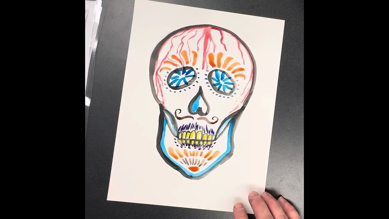 Sugar Skull - Watercolor - El Dia de Los Muertos 