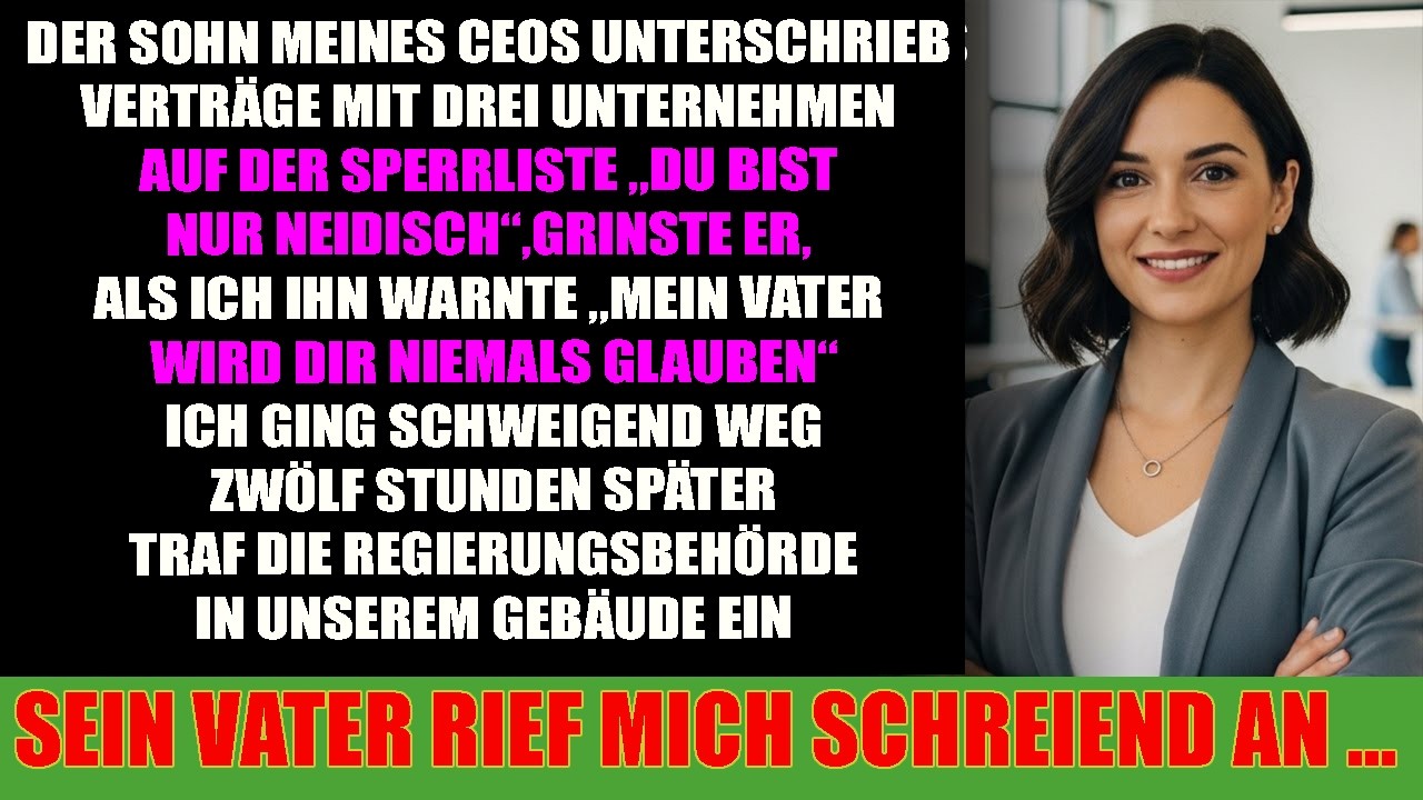CEO-Sohn dealte mit 3 verbotenen Firmen – ich warnte ihn einmal. Er lachte… bis die Konsequenz kam