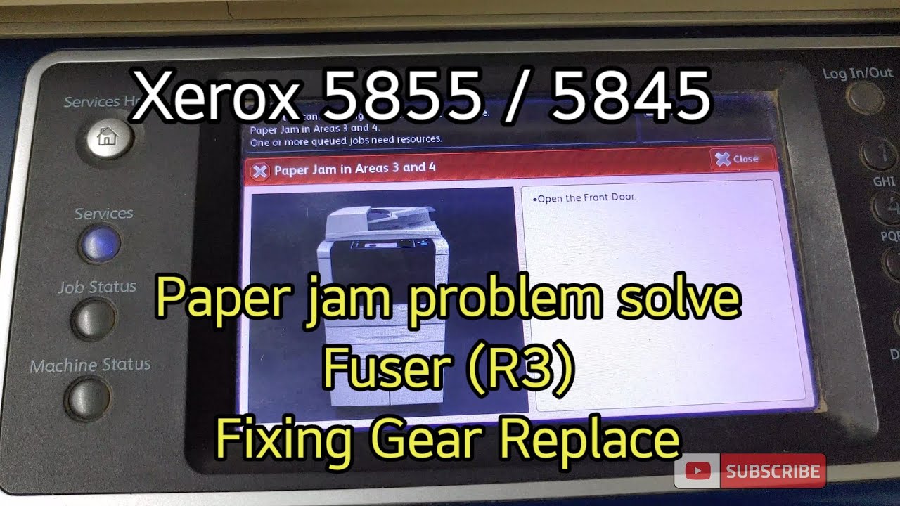 xerox 5855 paper jam in R3 (fuser) | fixing gear replacing