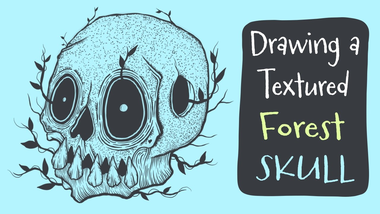 Tutorial - Drawing a Textured Detailed Forest Skull in Procreate