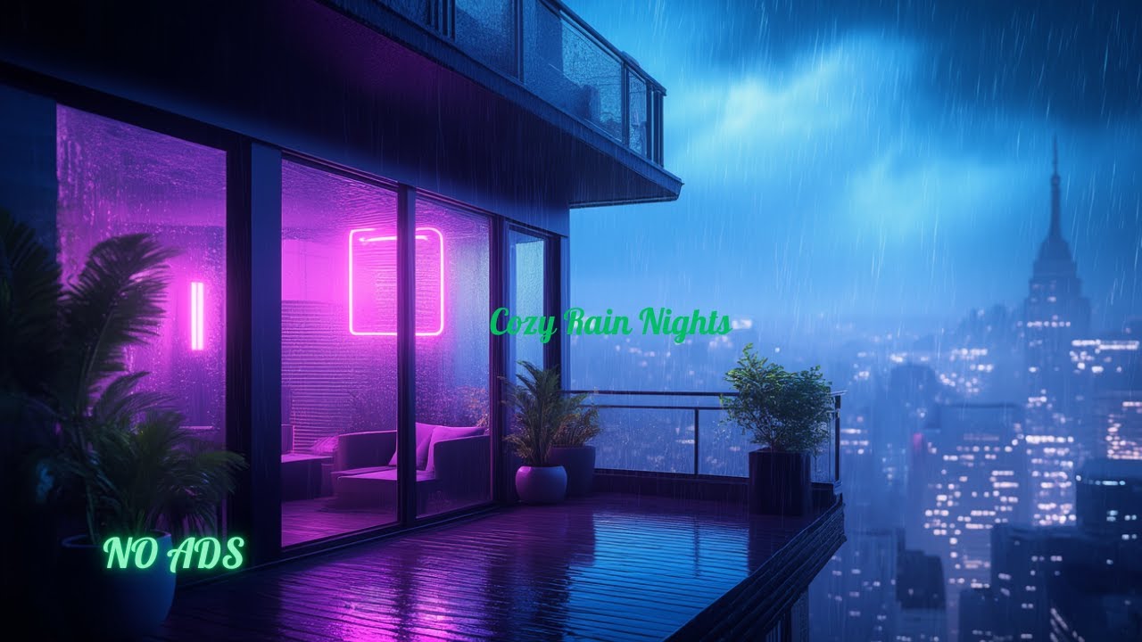 Cyberpunk metropolis in the rain  Atmospheric video