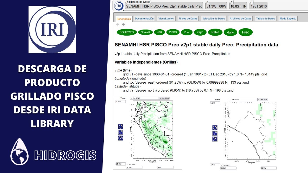 Clase en vivo: Descarga del Producto Grillado PISCO -  IRI Data Library